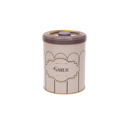 Retro Desenli Sarımsaklık / Sebzelik Silindir Metal kutu